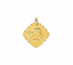 MEDAILLE ANGE CARREE DIAMANTEE OR
