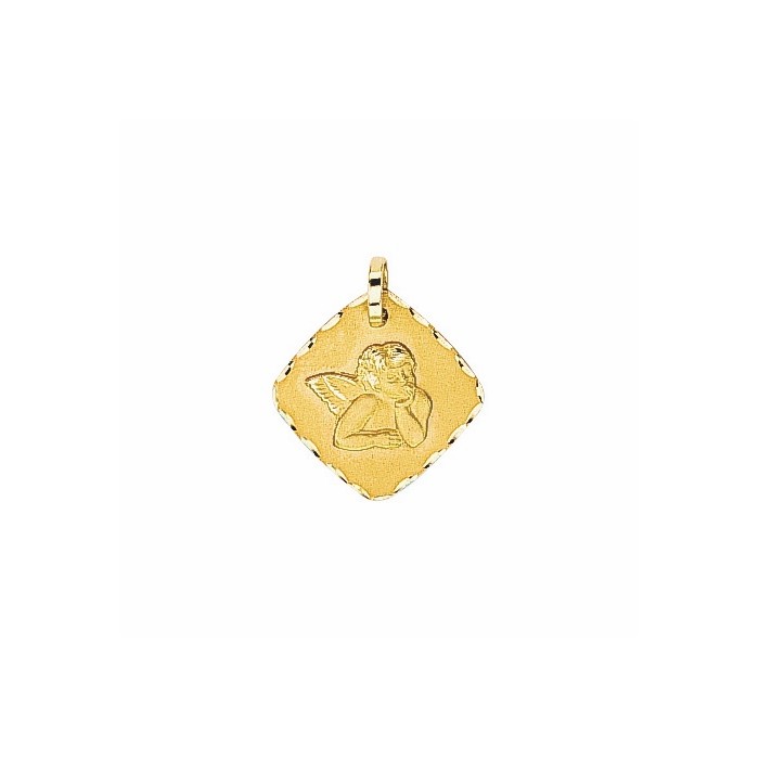 MEDAILLE ANGE CARREE DIAMANTEE OR