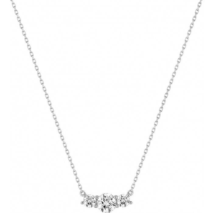 Collier Trilogie or blanc et oxydes de zirconium