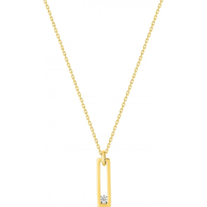 Collier fantaisie or jaune et oxyde de zirconium