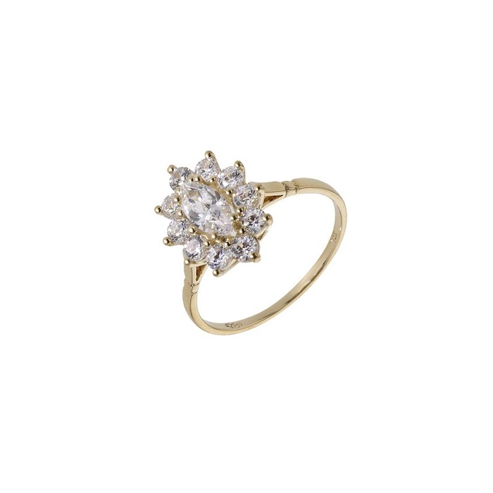 Bague marguerite en Or et Oxyde de Zirconium