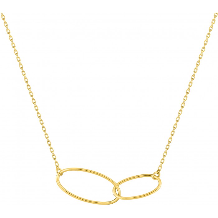 Collier or jaune anneaux entrelacés