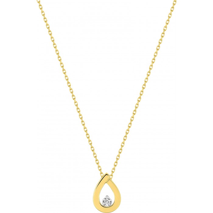 Collier goutte or jaune 375‰ et diamant