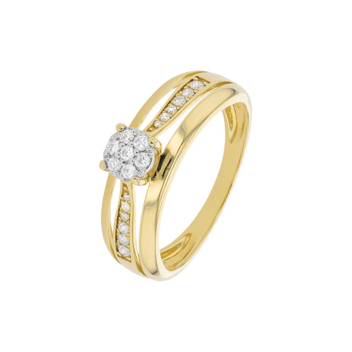 Bague solitaire or et diamants