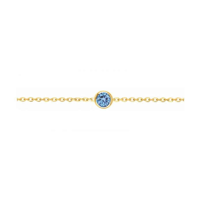 Bracelet plaqué or spinelle bleu ciel